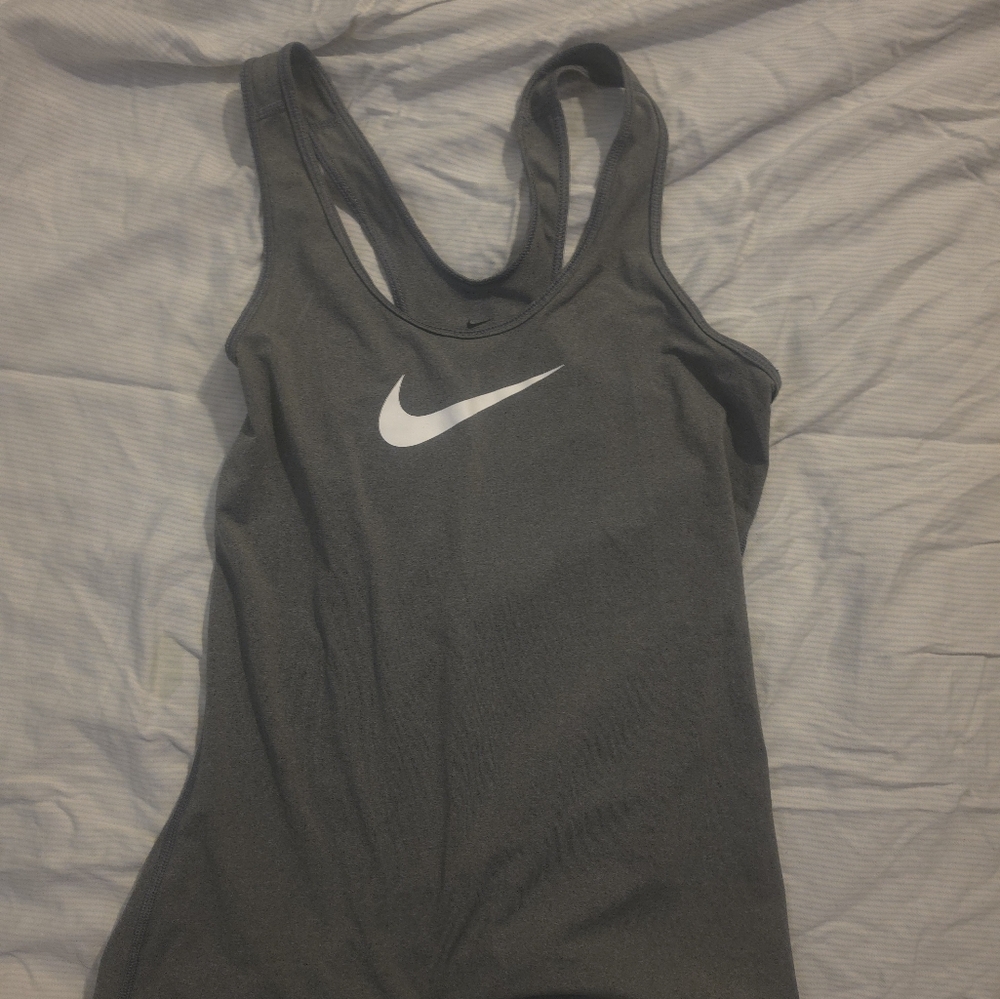 Nike  DRI-FIT Dark Gray Racerback Tank with White Swoosh